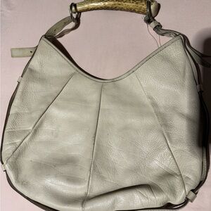 Yves Saint Laurent Cream Leather Hobo Bag